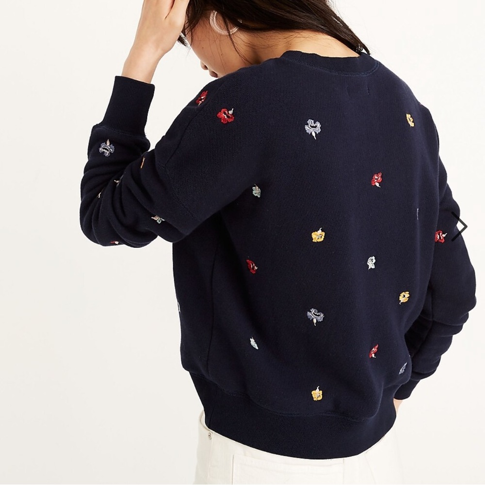 Miles by Madewell | Embroidered Navy Sweatshirt in Confetti Floral
 | Size xxs